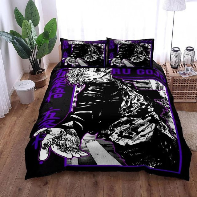 Satoru Gojo Jujutsu Kaisen Bettwäsche-Set aus Mikrofaser, Schwarz, B/H: 135 x 200 cm - Bild 1