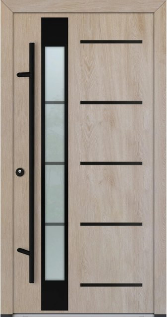 FM Türen Innen Tür AS68 Modell 65 Turner-Eiche Braun mit Beschläge Set in Stahl, B: 110 cm, H: 210 cm, Ausführung Links - Bild 1