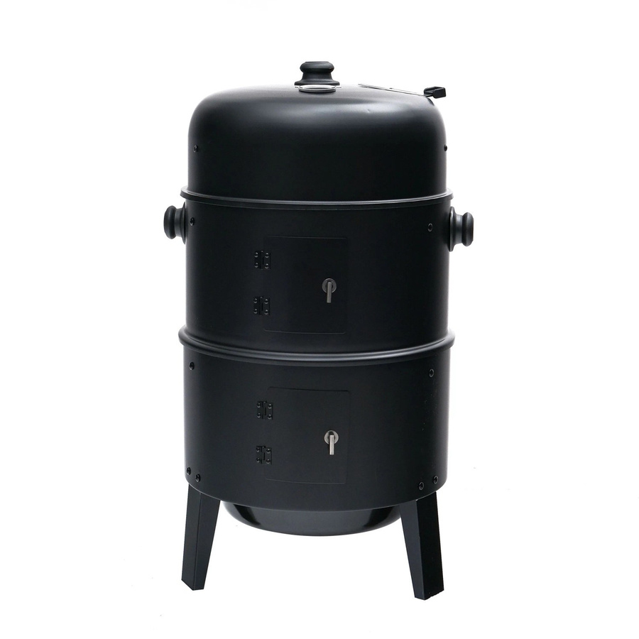 Relaxdays Smoker aus Stahl in Schwarz mit Thermometer und Deckel, B/T/H: 79 x 47,5 x 45 cm - Bild 2