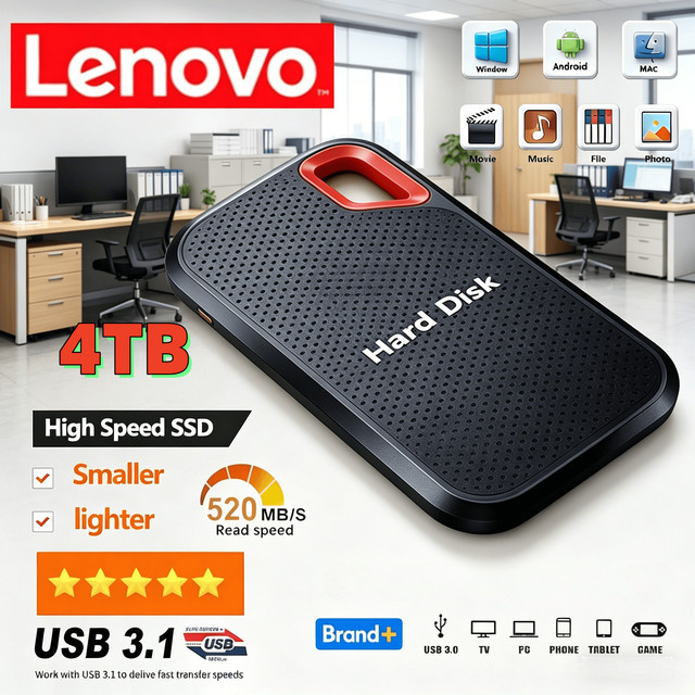 Lenovo Mobile SSD E61 Externe Festplatte USB-C 2TB Black - Bild 1