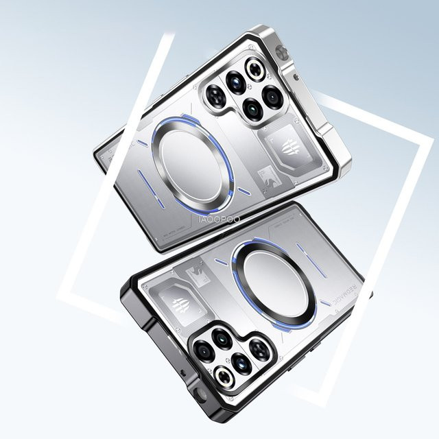 Stoßfeste Aluminium-Metallhülle für Nubia Red Magic 11 Pro Plus, 11 Air, 11S Pro sowie 10 Pro Plus und 10 Air in Silber mit magnetischem Ladeanschluss - Bild 1
