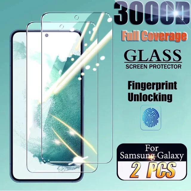 2er-Set gehärtetes Glas Displayschutz für Samsung Galaxy S24 Ultra S23 S22 S21 S20 Plus, transparent, kompatibel mit Fingerabdrucksensor - Bild 1