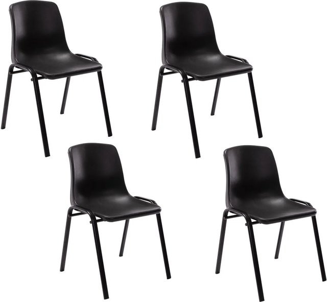 CLP 4er Set Stapelstühle Nowra aus Kunststoff in Schwarz matt - Bild 1