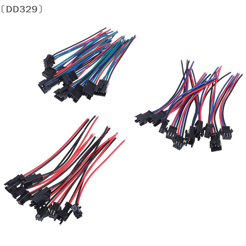 5 Paare LED-Streifen-Drahtverbinder Set mit 2Pin 3Pin 4Pin Stecker und Buchse in Schwarz, Länge: 20 cm - Bild 2