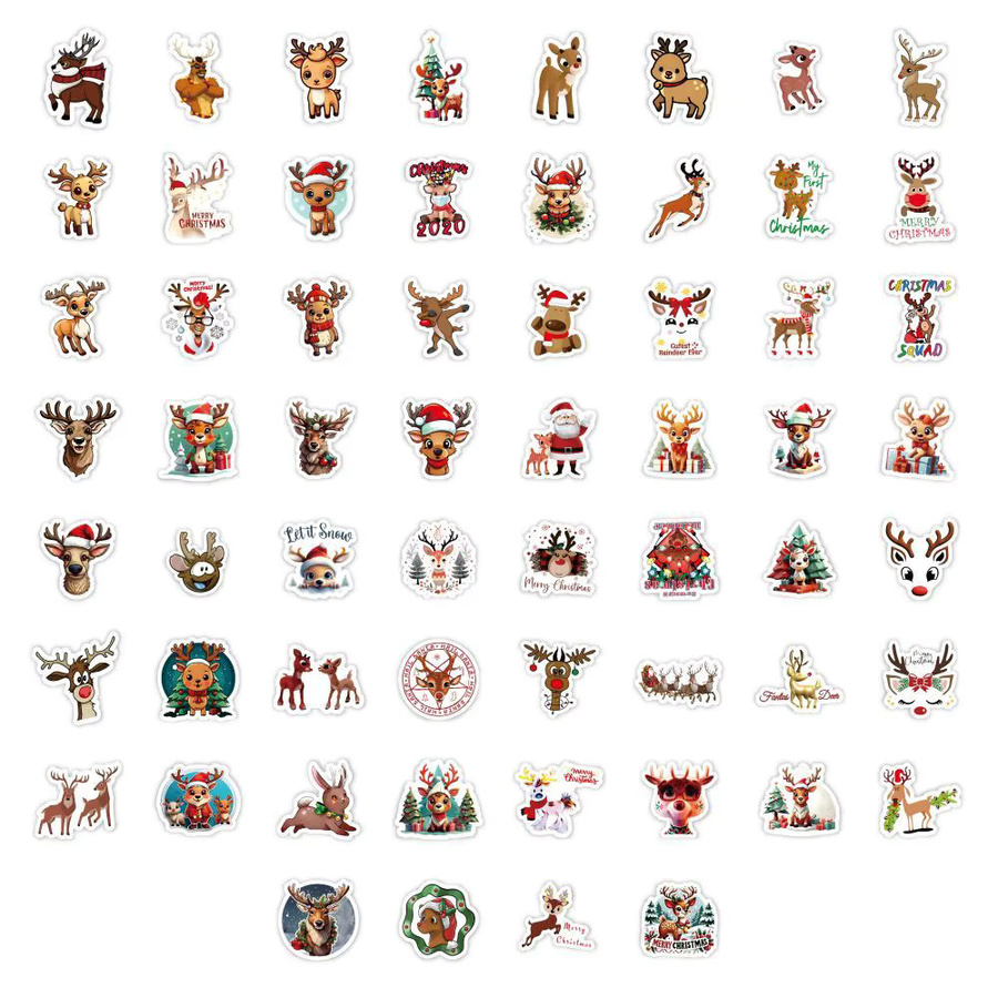 60 Stück Weihnachts-Rentier-Aufkleber von BulingBulingStickers Store in Mehrfarbig - Bild 2