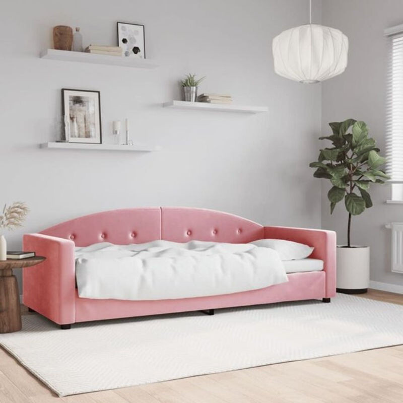 Vidaxl Tagesbett in Rosa aus Samt und Metall, Modernes Polsterbett B/T: 200 x 80 cm - Bild 1