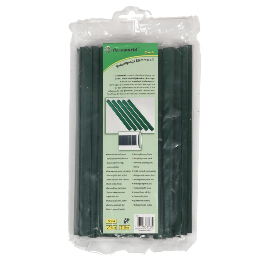 FLORAWORLD Befestigungs-Klemmprofil für Sichtschutzstreifen und Einstabmatten, Grün, 25 Stück, B: 24 cm, H: 1,5 cm - Bild 2