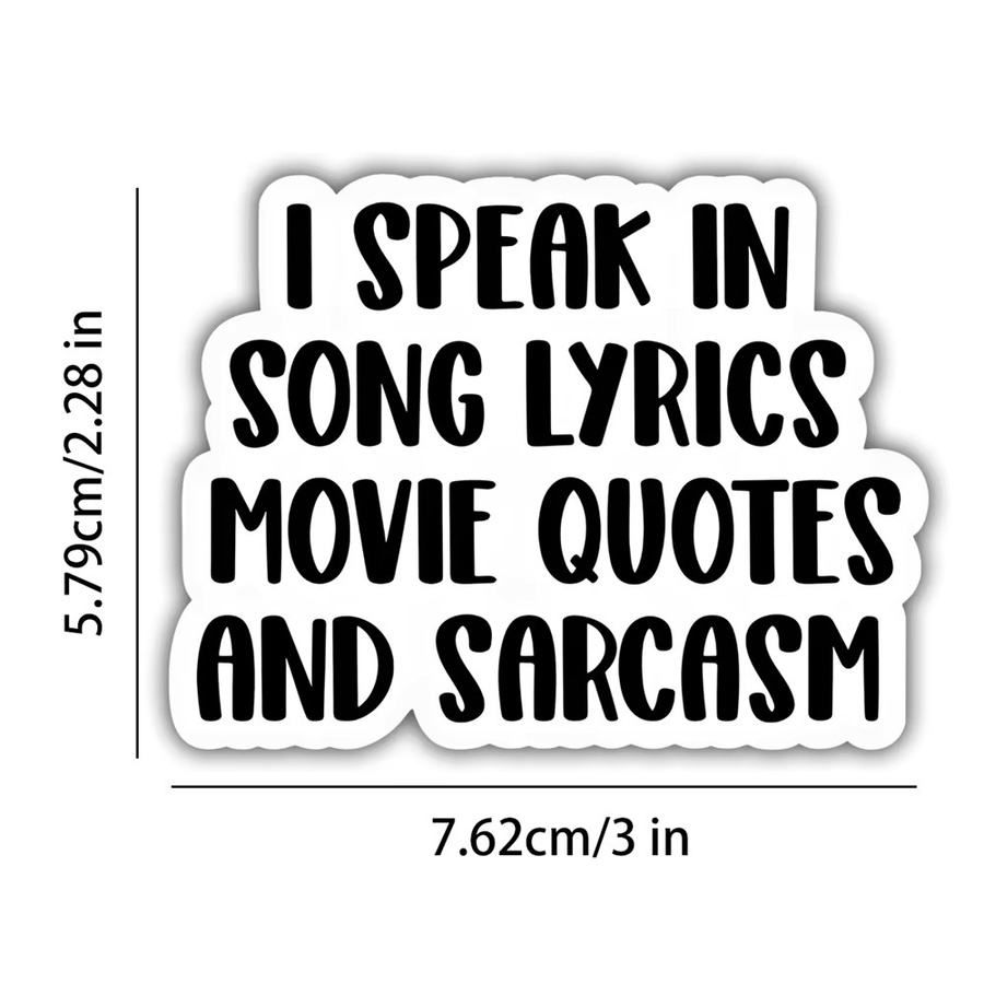 10 Stück I Speak In Song Lyrics Vinyl-Aufkleber in Weiß für Laptops, Flaschen und Becher - Bild 2