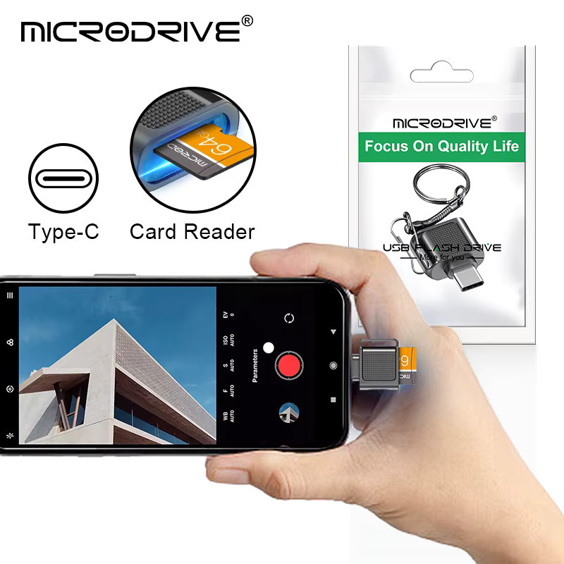 Plug and Play Type-C Mini-Kartenleser für Mobiltelefone mit OTG-Funktion für TF-Karten, Schwarz/Silber - Bild 2