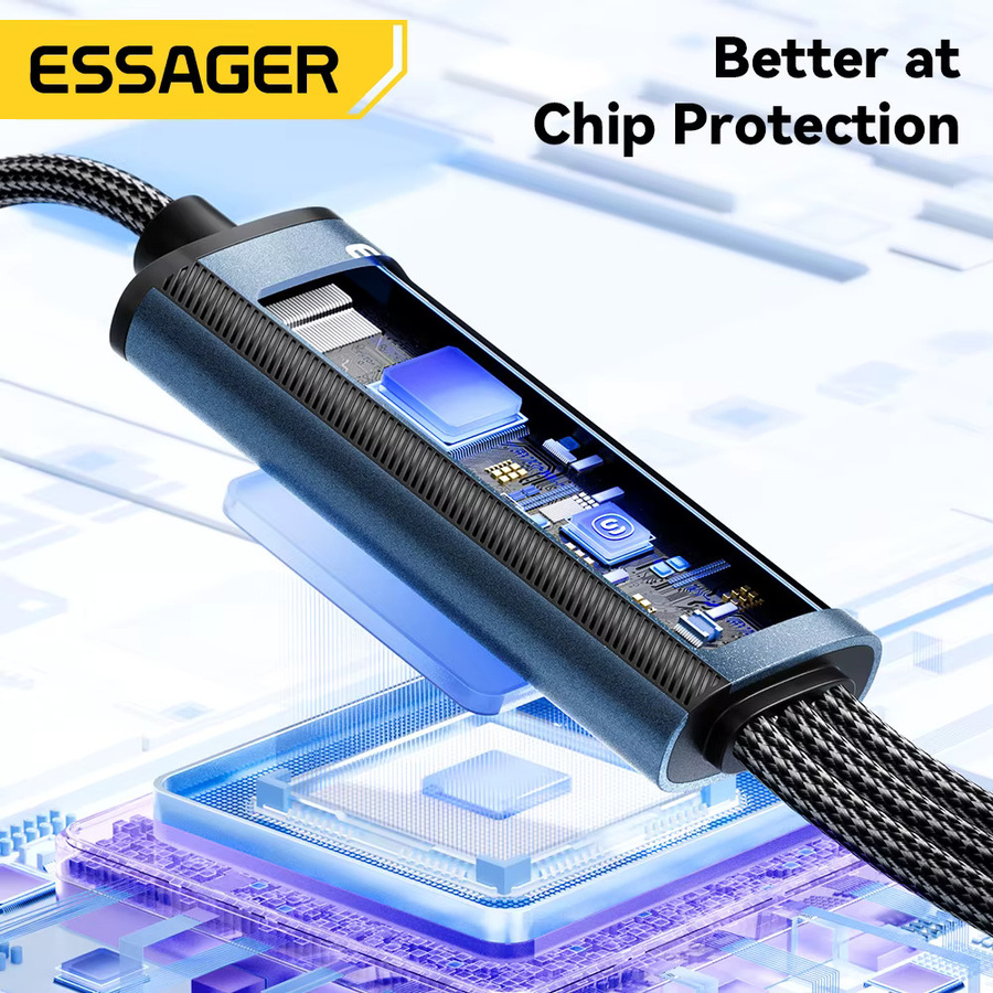 Essager 3-in-1 USB-C auf USB-C und Lightning Schnellladekabel mit PD 100 W Datenübertragung in Schwarz - Bild 3
