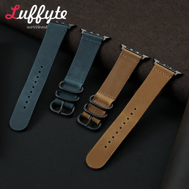 luffyte Uhrenarmband Rindsleder, für Apple Watch, Crazy Horse Leder - Bild 1