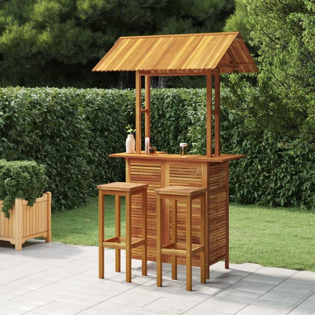 vidaXL 3-tlg Gartenbar-Set aus Akazien-Massivholz, Braun, B/T/H: 106 x 217 x 122 cm - Bild 2