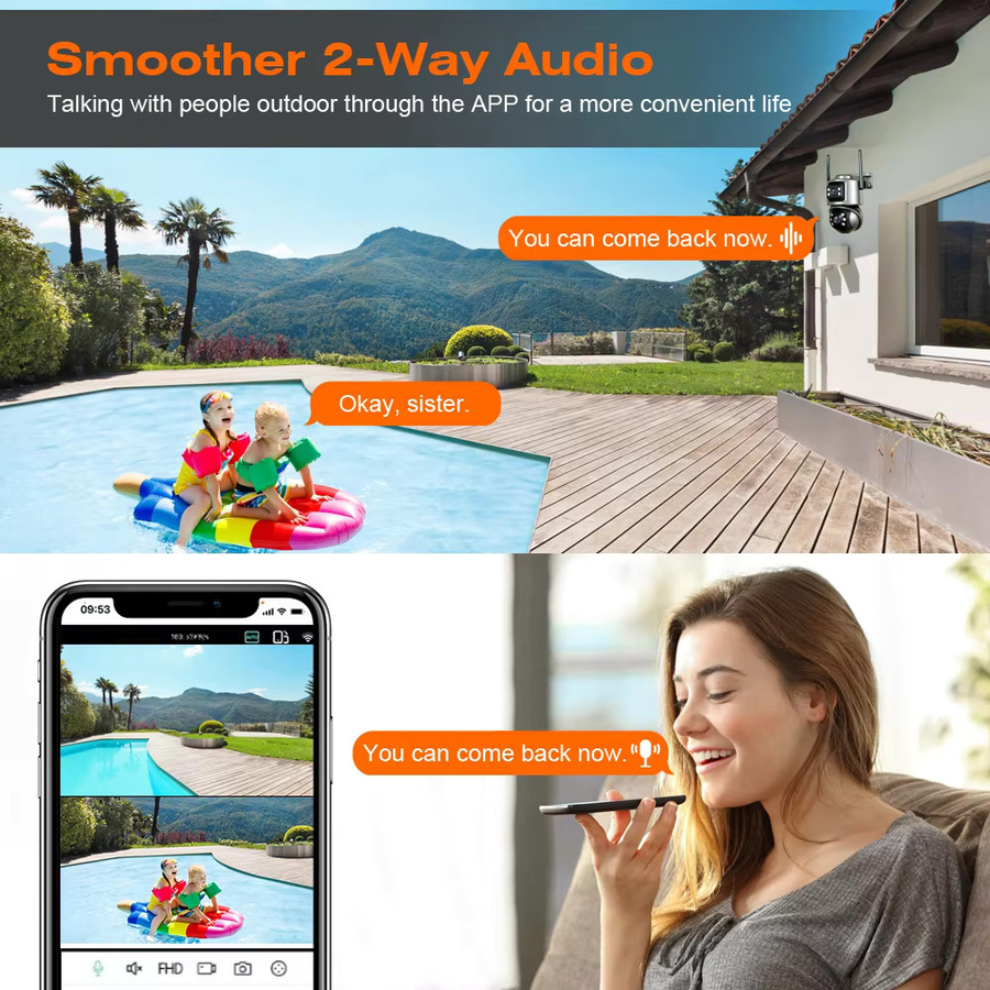 DDBROUGEN 8MP 4K PTZ Wifi Kamera mit Dual Objektiv und Dual Bildschirmen, Drahtlose Outdoor CCTV Sicherheit IP Kamera mit AI Menschlicher Erkennung und ICSEE App Unterstützung - Bild 3