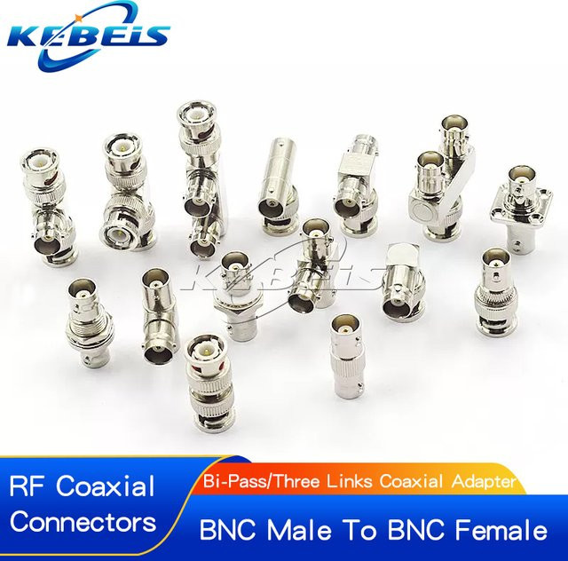 KEBEIS BNC-zu-BNC-Adapter Dual-Wege-T-Flansch Stecker auf Buchse HF-Steckverbinder in Silber - Bild 1