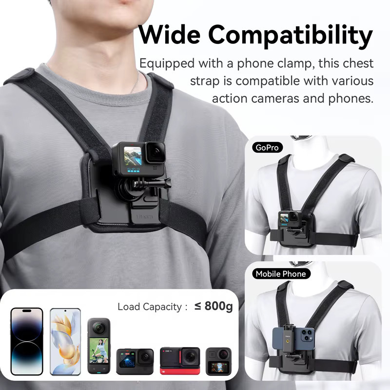 Ulanzi Go-Quick II Magnetischer Brustgurt mit 180 Grad Tilt Quick Release Mount für GoPro und Smartphone in Schwarz - Bild 5