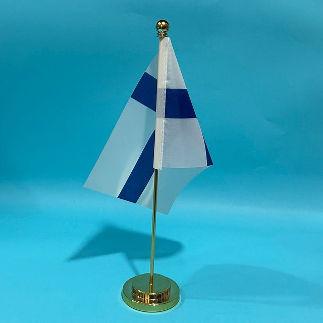 SKY FLAG Tischflagge Finnland aus Polyester, Blau-Weiß, B: 14 cm, H: 21 cm - Bild 1