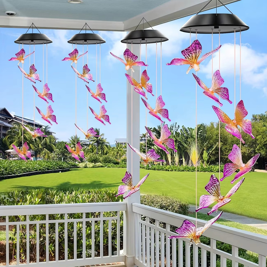 Peach Forest Solar-Schmetterlings-Windspiel mit Farbwechsel-LED in Multicolour für Garten und Terrasse - Bild 4