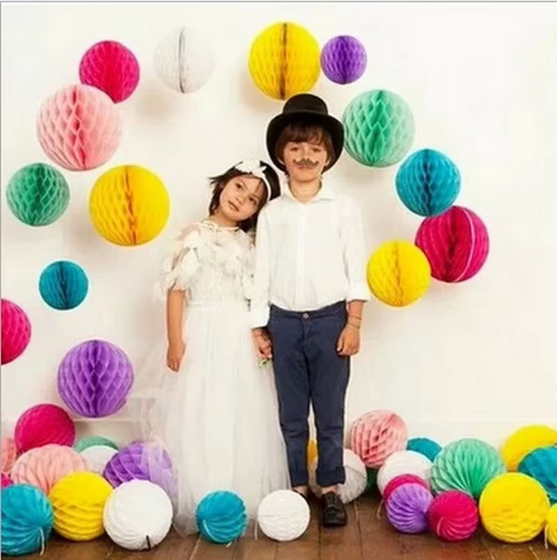 Merylover Bunte Seidenpapier-Wabenkugeln in Grün und Mehrfarben, Durchmesser: 30 cm, Dekoration für Geburtstag, Hochzeit und Babyparty - Bild 3
