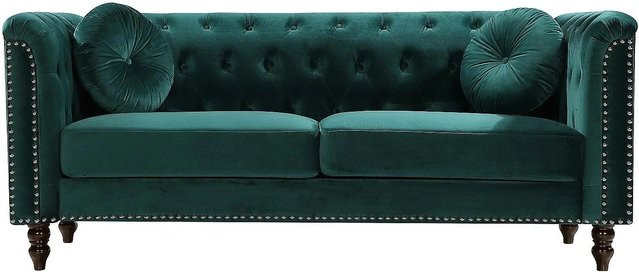 Vente-unique Sofa Turner ohne Schlafmöglichkeit in Smaragdgrün mit Samtbezug, Breite: 190 cm - Bild 1