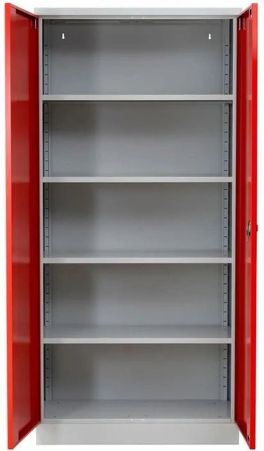 PROREGAL Stahlschrank Bee mit 7 Fachböden aus Metall in Grau und Rot, H x B x T: 195 x 92 x 42 cm - Bild 1