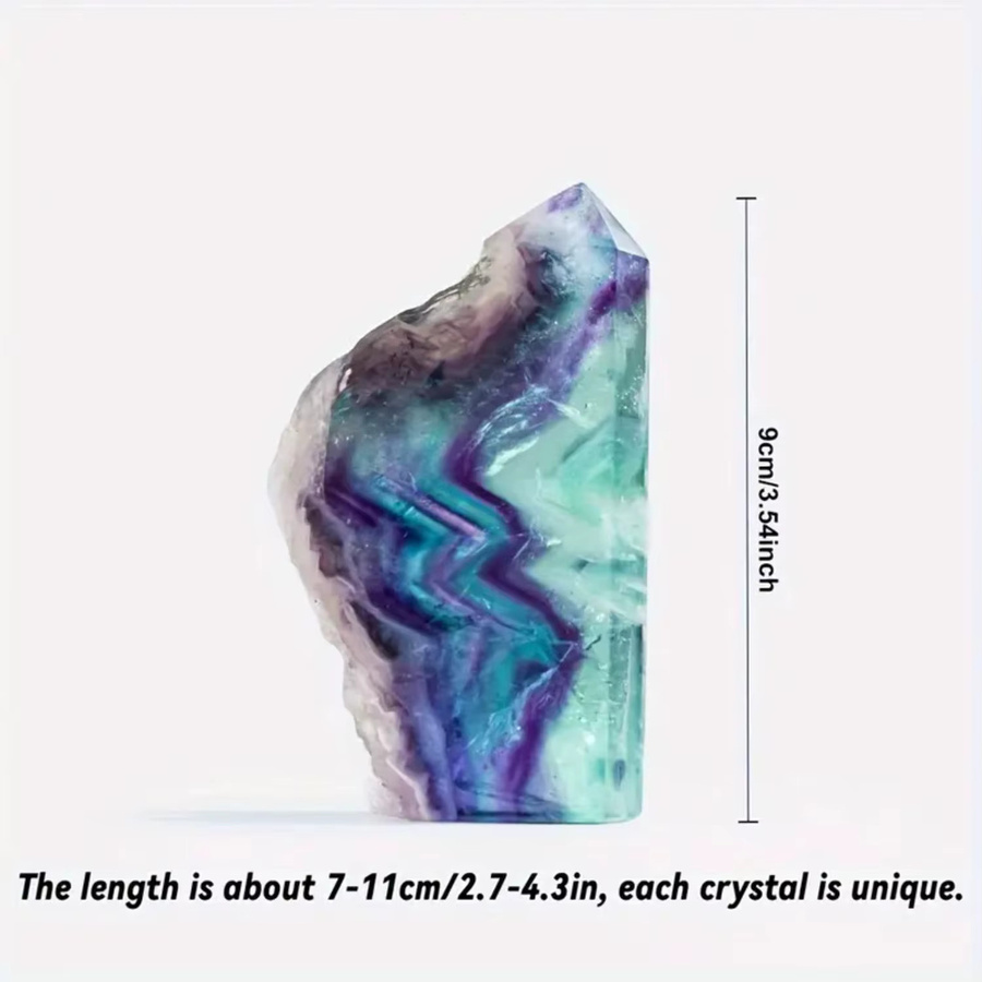 CrystalHola Regenbogen-Fluorit-Kristallturm in den Farben Lila, Grün, Gelb und Orange im Boho-Stil - Bild 4