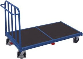 VARIOfit Stirnwandwagen mit senkrechten Streben in Blau und Stahl, B/H: 88,0 x 134,5 cm, Traglast 500 kg - Bild 1