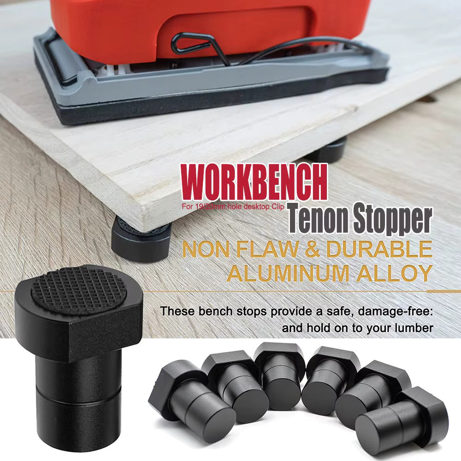 QDS Werkbank-Zapfenstopper aus Aluminiumlegierung für Holzbearbeitungstisch mit rutschfester Dichtung, passend für 19/20 mm Loch, Farben: Rot und Schwarz - Bild 2
