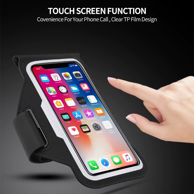 HAISSKY Ultradünnes Laufsportarmband für iPhone 17 16 15 14 13 12 11 Pro Max 15 Plus 17 Air 16E Fitnessgürtel Armtasche in Schwarz oder Grau - Bild 1