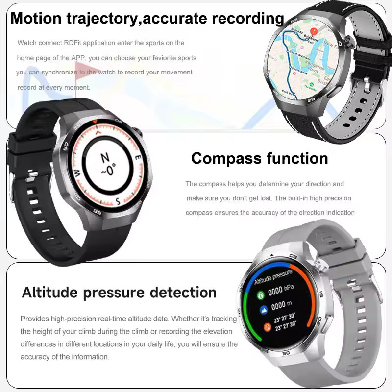 GUHUAVMI Smartwatch, Edelstahl, Schwarz, Herren, GPS, NFC, Bluetooth - Bild 5