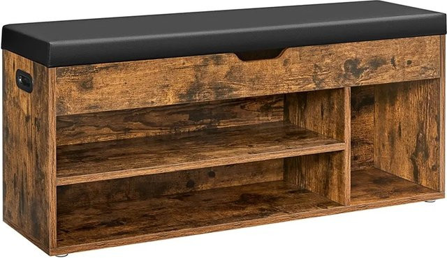 Vasagle Schuhbank mit Sitzfläche und Schuhregal in Braun, B/T/H: 100 x 30 x 44 cm - Bild 1