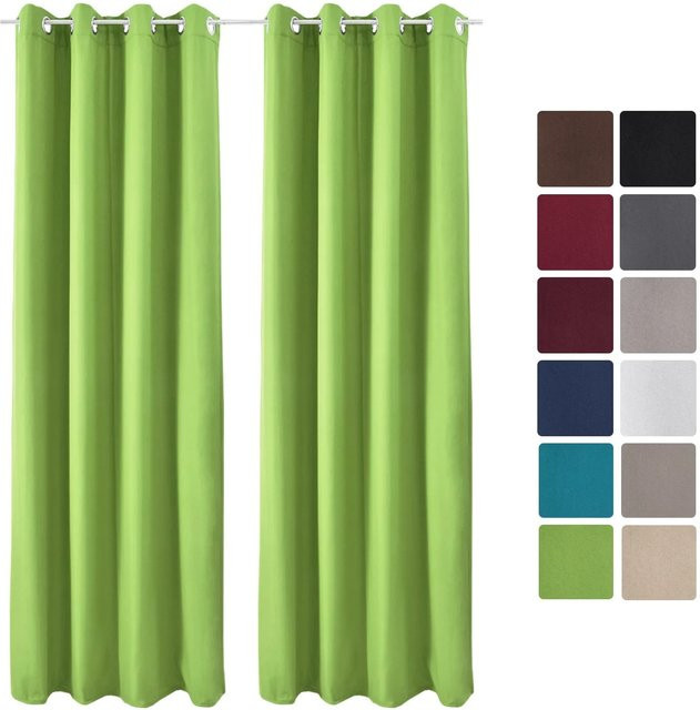 Beautissu Amelie TO Vorhang mit Ösen, 2-teiliges Set, Grün, B: 140 cm, H: 245 cm - Bild 1