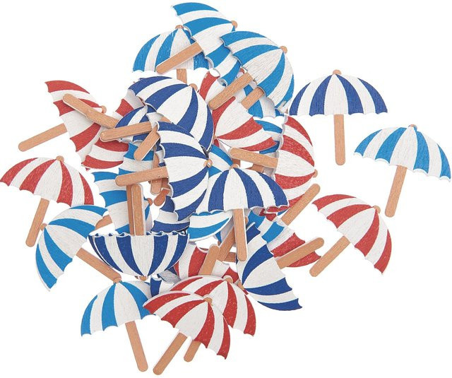 Rico Design Holzstreu Sonnenschirm in rot-weiß und blau-weiß, 36 Stück, 2 x 2 cm - Bild 1