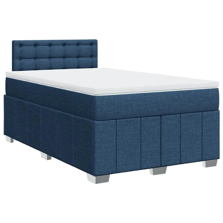 vidaXL Boxspringbett mit Matratze in Blau aus Stoff mit Taschenfederkern, B/T: 120 x 190 cm - Bild 2