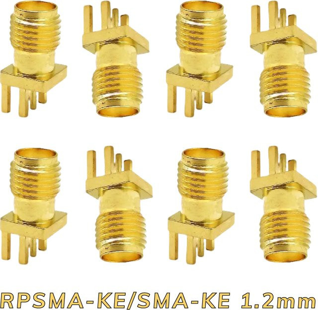Gerade rechtwinklige PCB-Abstandskante mit RF-Kupfer-Stecker RPSMA-KE und SMA-KE in Gold - Bild 1