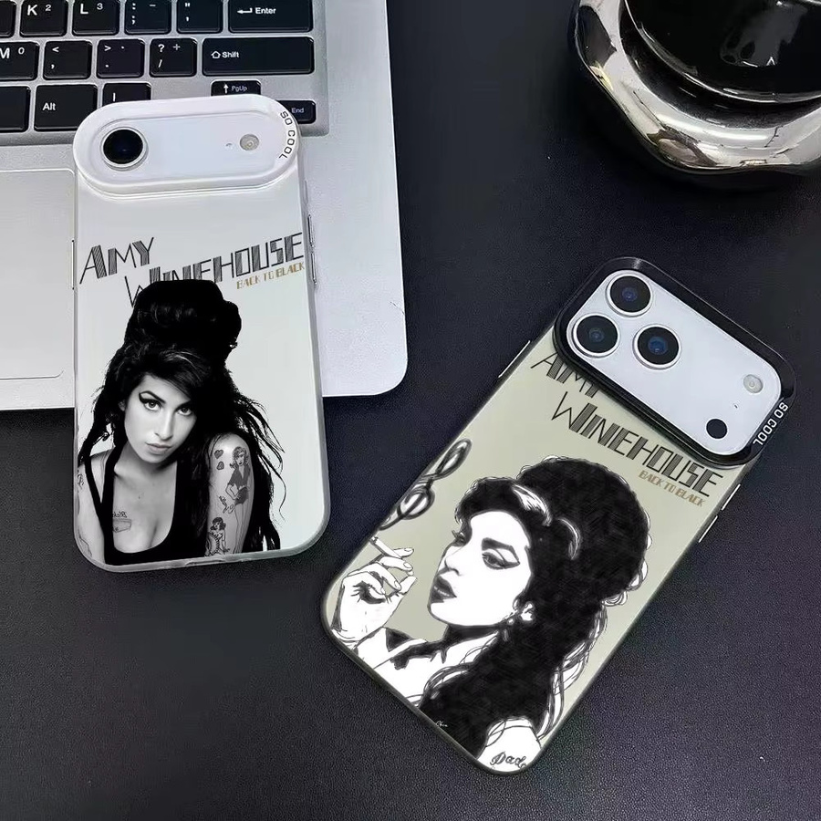 Amy Winehouse Handyhülle für iPhone 17 16 15 14 13 12 11 Pro Max Air Matte Laser Aurora stoßfeste Funda in Weiß und Multicolour - Bild 2
