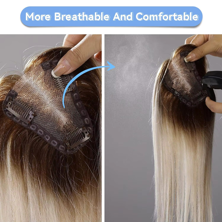 HAIRCUBE Clip-in-Haarteil, hellbraun blonde Ombre, 30,5 cm, 100 % Remy-Echthaar, Damen - Bild 2