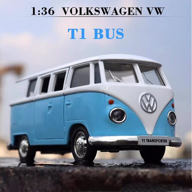 MAKEDA Volkswagen VW T1 Bus, Spielzeugautomodell, 1:36, Metall, mit Zurückziehen - Bild 1