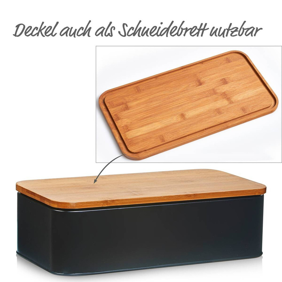 Zeller Brotkasten aus Metall in Schwarz mit B/H/L: 42,5 x 23 x 13 cm - Bild 2