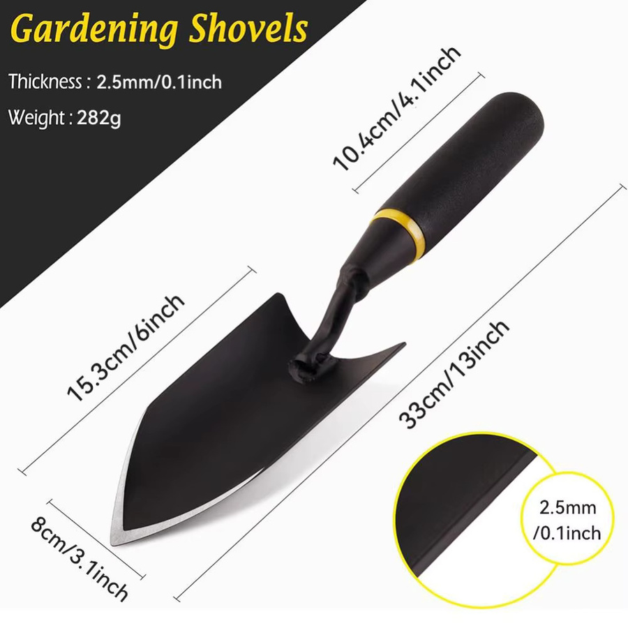Robuste Gartenschaufel aus Manganstahl mit ergonomischem Gummigriff in Schwarz - Bild 2