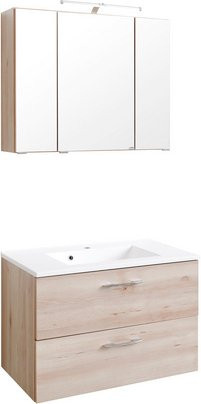 HELD MÖBEL Waschtisch-Set Portofino in Beige, Weiß und Multicolour mit LED-Beleuchtung und Wandmontage, B/H/T: 80 x 54 x 47 cm - Bild 1