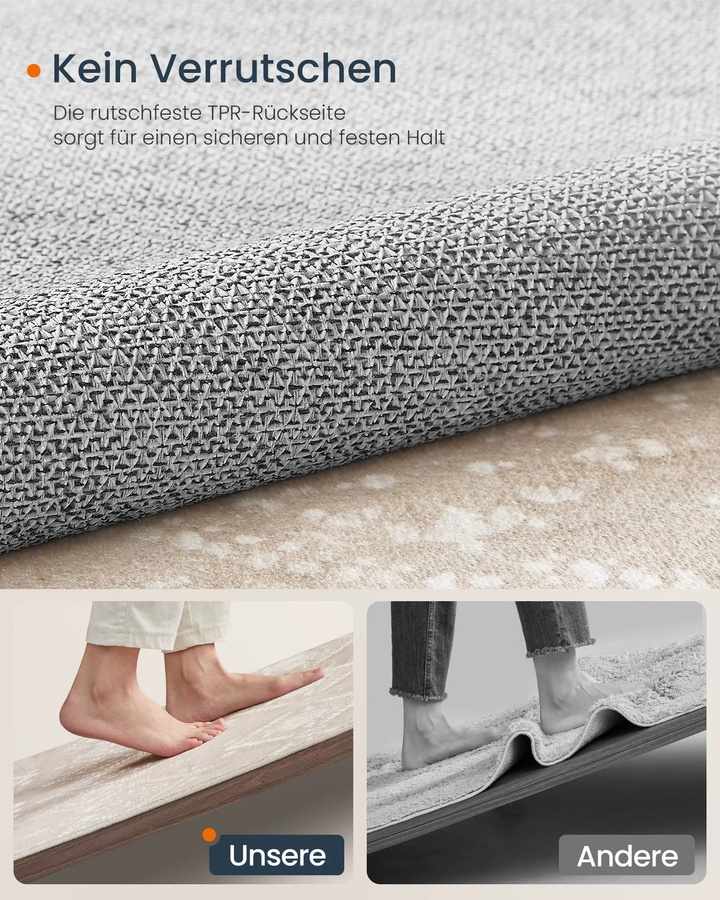 SONGMICS HOME Teppich im Boho-Stil, beige, Kurzflor, rutschfest und maschinenwaschbar, B x T: 230 x 160 cm - Bild 2