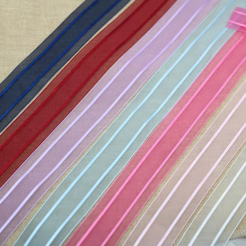 Merylover Chiffon-Druckband mit chromatischem Streifenmuster in Rot und Multicolour, Breite: 3,8 cm, Länge: 1 m - Bild 3