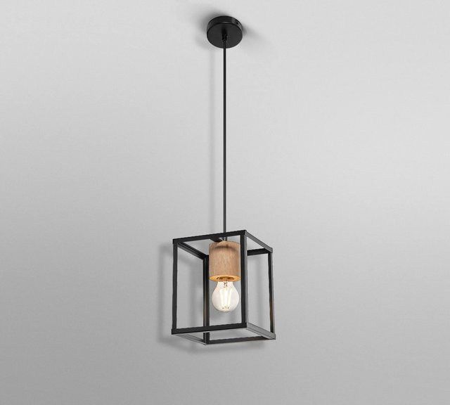 LEDVANCE Pendelleuchte Nairobi im Industrial-Design aus Metall und Holz, Schwarz, B/H/T: 17 x 135 x 17 cm, E27 - Bild 3