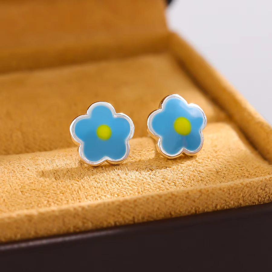 GaGa-Duck Ohrstecker, blaue Blumen, 925 Silber - Bild 3