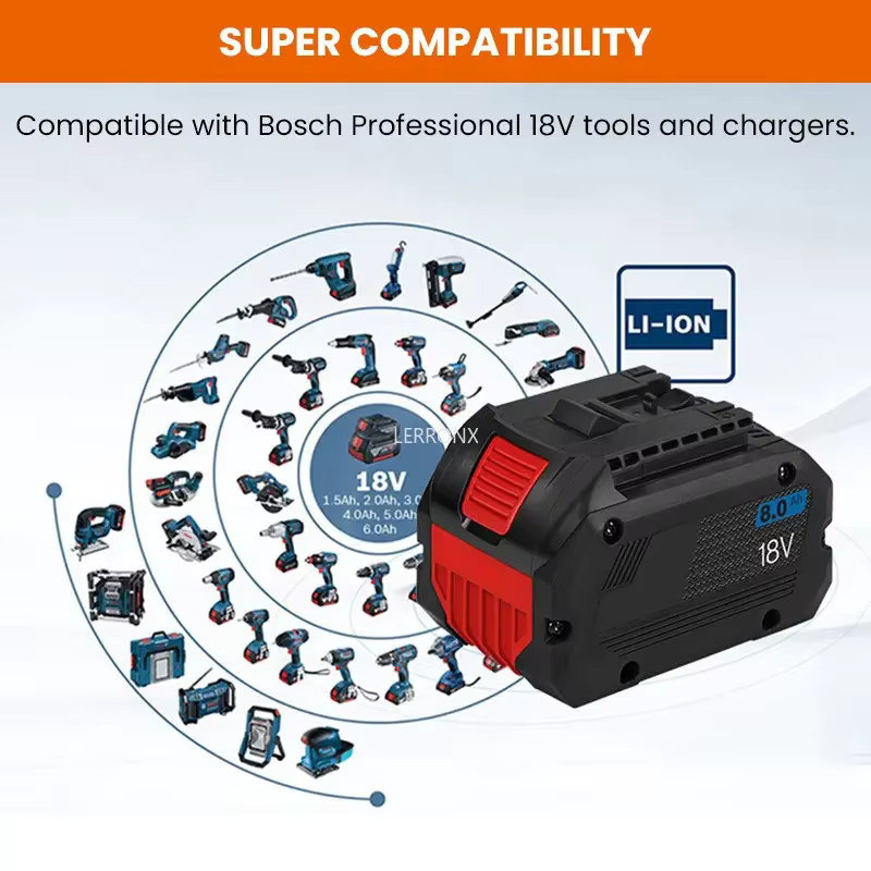 Bosch Li-Ionen-Akku 18 V 8000 mAh mit 21700 Zellen für PorCore BAT609 BAT610G BAT618G BAT620 BAT622 und GSR18V-LI - Bild 5