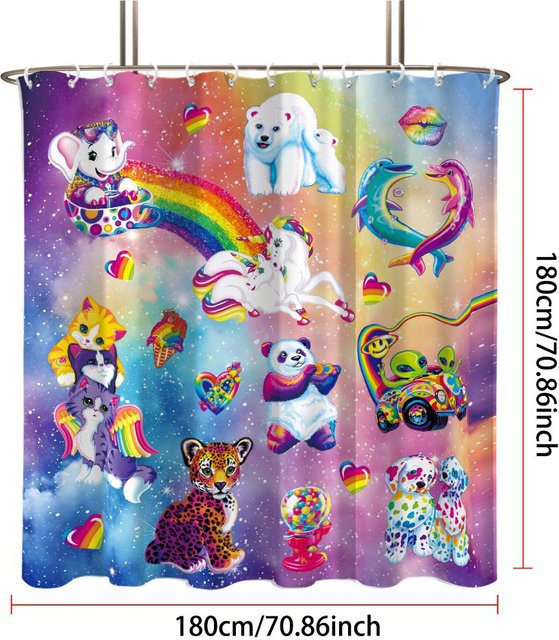 Wasserdichter Duschvorhang mit Regenbogen Tierdruck in Mehrfarbig, B/H: 180 x 180 cm - Bild 1