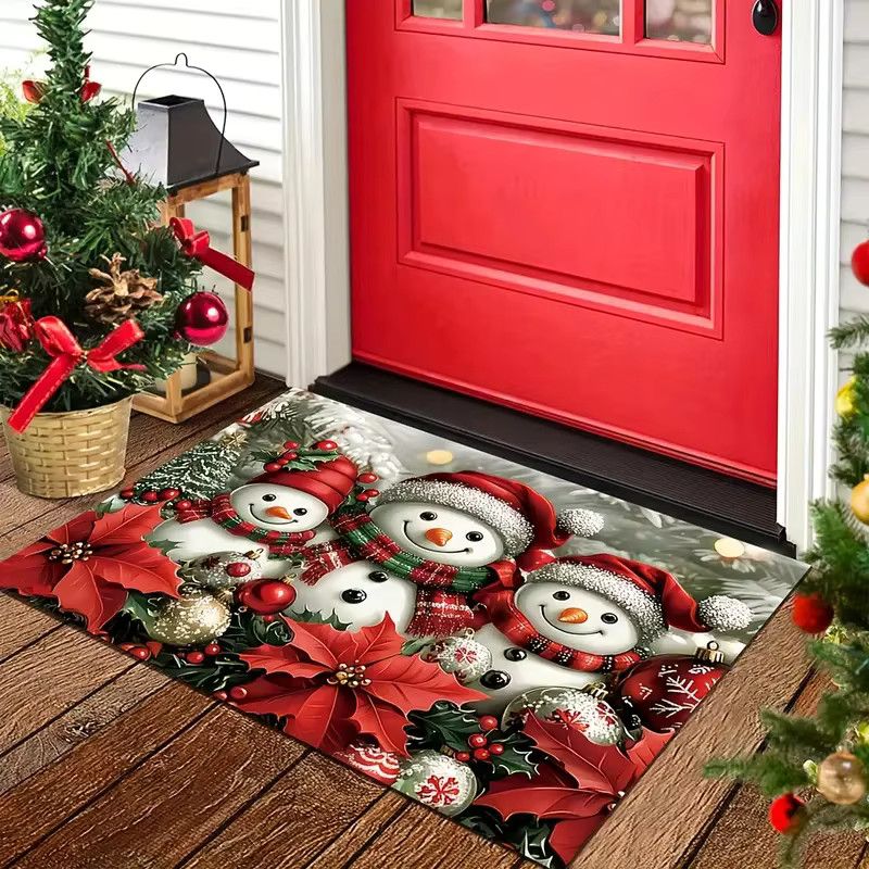 Rutschfeste und schmutzabweisende VIKAMA Fußmatte mit Weihnachtsschneemann-Motiv für Badezimmer und Balkon - Bild 5