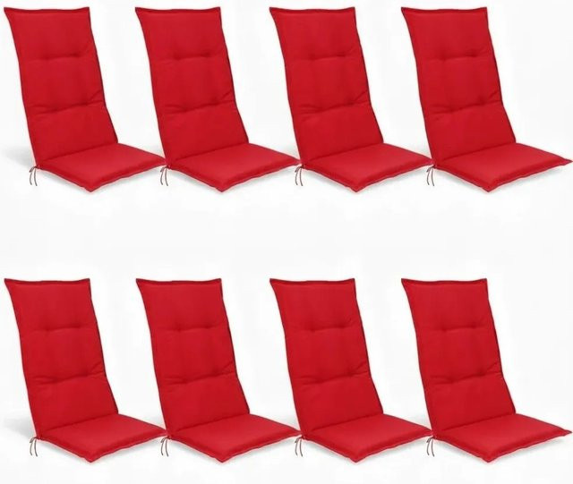 Beautissu Base HL Hochlehner Sitzkissen 8-teiliges Set, Farbe: Rot, B/T/H: 120 x 50 x 6 cm - Bild 1