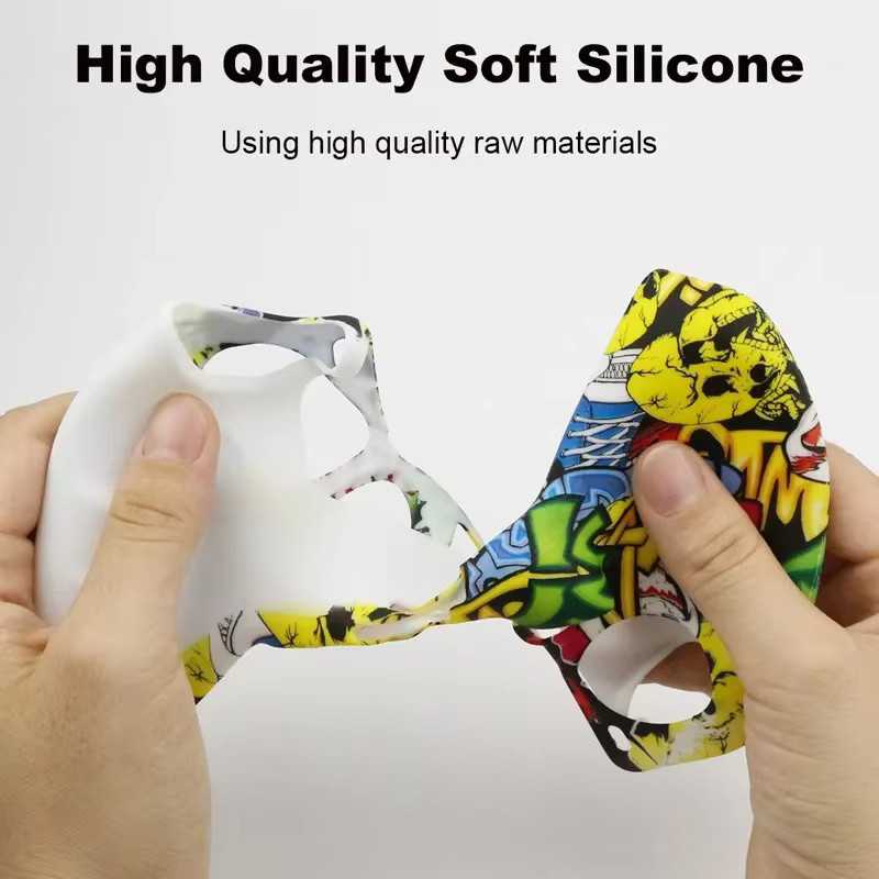 TECTINTER Silikon Schutzhülle für PS5 Controller in Weiß und Multicolour mit Anti-Slip Funktion - Bild 2