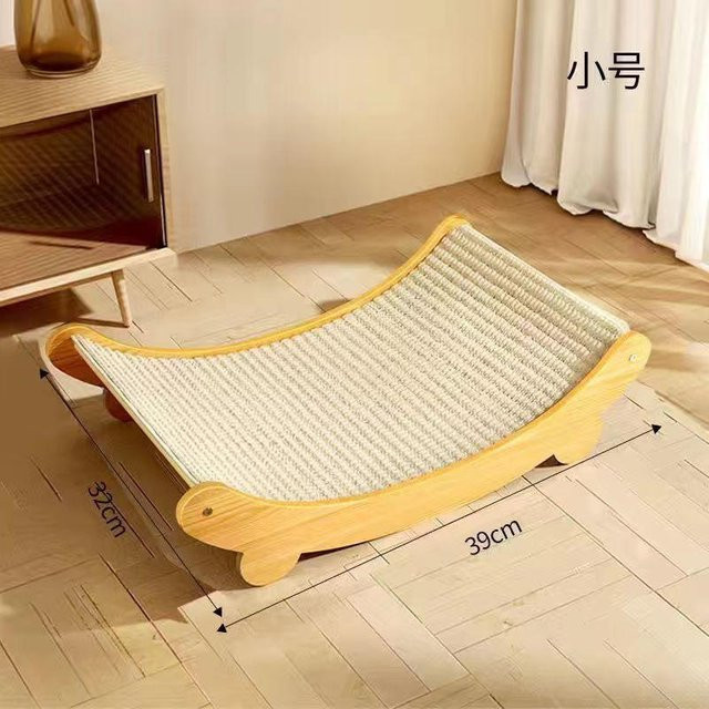 Yuyongzhi Multifunktionales Katzenkratzbrett aus Holz mit Sisal als Schlafbett und Kratzspielzeug - Bild 1